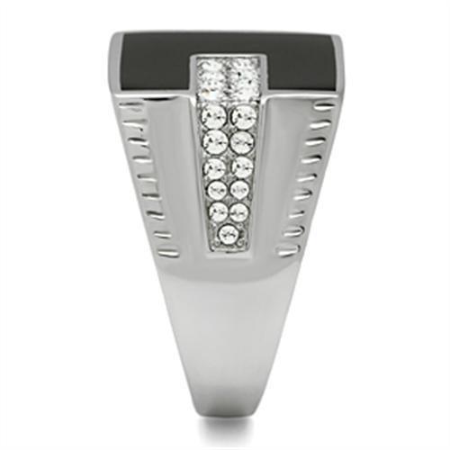 TK388 - High polished (no plating) Stainless Steel Ring with Top Grade Crystal  in Clear-3