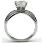 TK390 - High polished (no plating) Stainless Steel Ring with AAA Grade CZ  in Clear-2