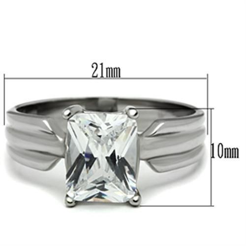 TK391 - High polished (no plating) Stainless Steel Ring with AAA Grade CZ  in Clear-1