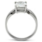 TK391 - High polished (no plating) Stainless Steel Ring with AAA Grade CZ  in Clear-2