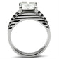TK393 - High polished (no plating) Stainless Steel Ring with AAA Grade CZ  in Clear-2