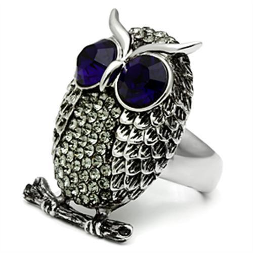 TK399 - High polished (no plating) Stainless Steel Ring with Top Grade Crystal  in Amethyst-3