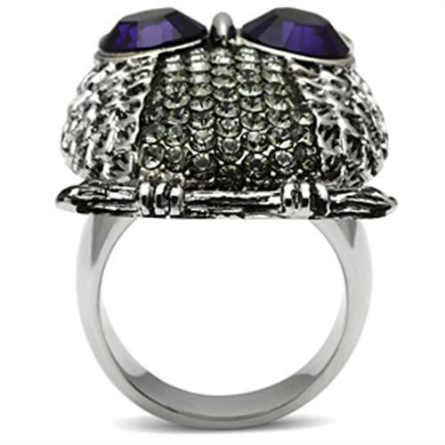 TK399 - High polished (no plating) Stainless Steel Ring with Top Grade Crystal  in Amethyst-4