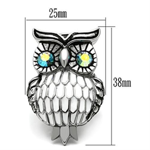 TK400 - High polished (no plating) Stainless Steel Ring with Top Grade Crystal  in Sea Blue-2