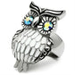 TK400 - High polished (no plating) Stainless Steel Ring with Top Grade Crystal  in Sea Blue-3