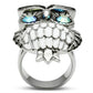 TK400 - High polished (no plating) Stainless Steel Ring with Top Grade Crystal  in Sea Blue-4