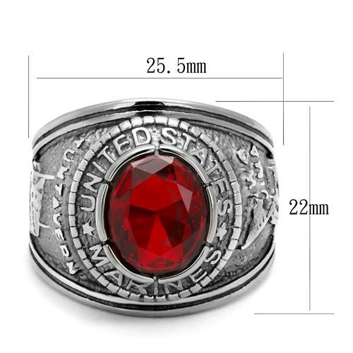 TK414703 - High polished (no plating) Stainless Steel Ring with Synthetic Synthetic Glass in Siam-1