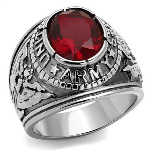 TK414706 - High-Polished Stainless Steel Ring with Synthetic Synthetic Glass in Siam-0