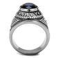 TK414707 - High polished (no plating) Stainless Steel Ring with Synthetic Synthetic Glass in Sapphire-2