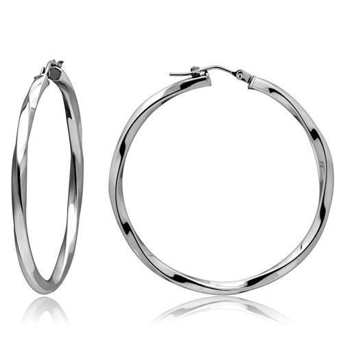TK420 - High polished (no plating) Stainless Steel Earrings with No Stone-0