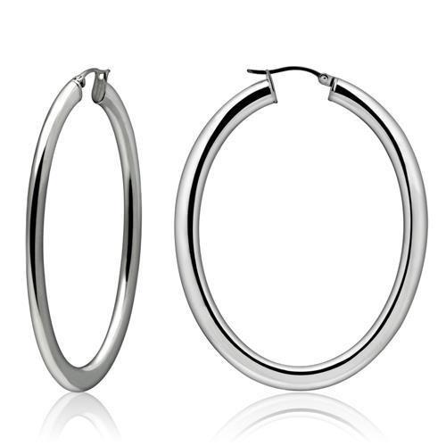 TK423 - High polished (no plating) Stainless Steel Earrings with No Stone-0