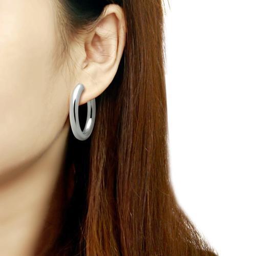 TK424 - High polished (no plating) Stainless Steel Earrings with No Stone-1