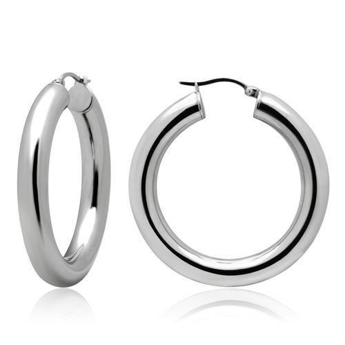 TK424 - High polished (no plating) Stainless Steel Earrings with No Stone-0