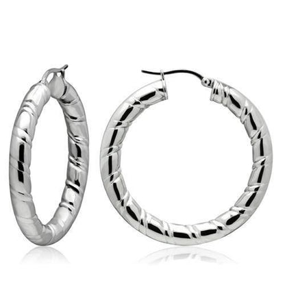 TK431 - High polished (no plating) Stainless Steel Earrings with No Stone-0