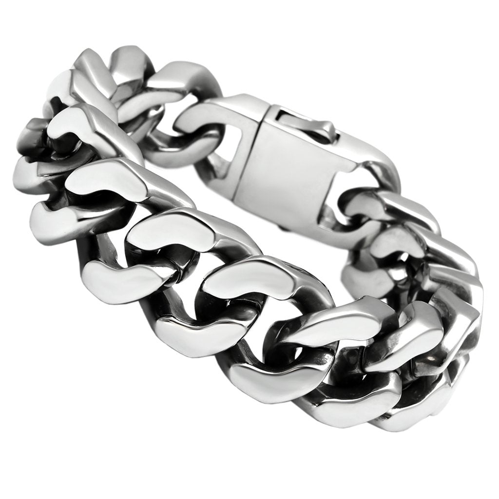 TK445 - High polished (no plating) Stainless Steel Bracelet with No Stone-0