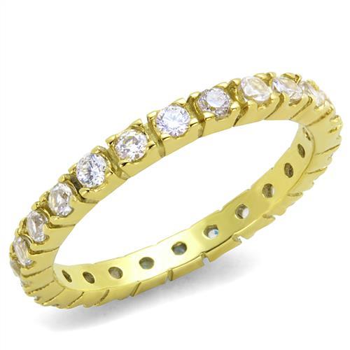 TK45202G - IP Gold(Ion Plating) Stainless Steel Ring with AAA Grade CZ  in Clear-0