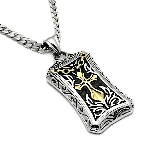 TK455 - Gold+Rhodium Stainless Steel Chain Pendant with No Stone-2