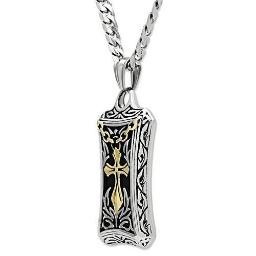 TK455 - Gold+Rhodium Stainless Steel Chain Pendant with No Stone-3