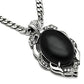 TK459 - High polished (no plating) Stainless Steel Chain Pendant with Semi-Precious Onyx in Jet-2