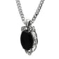 TK459 - High polished (no plating) Stainless Steel Chain Pendant with Semi-Precious Onyx in Jet-3