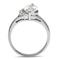 TK475 - High polished (no plating) Stainless Steel Ring with AAA Grade CZ  in Clear-2