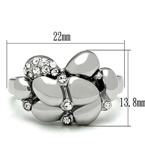 TK476 - High polished (no plating) Stainless Steel Ring with Top Grade Crystal  in Clear-1