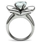 TK477 - High polished (no plating) Stainless Steel Ring with AAA Grade CZ  in Clear-2