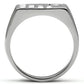 TK481 - High polished (no plating) Stainless Steel Ring with AAA Grade CZ  in Clear-2