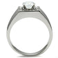 TK483 - High polished (no plating) Stainless Steel Ring with AAA Grade CZ  in Clear-2