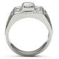 TK486 - High polished (no plating) Stainless Steel Ring with AAA Grade CZ  in Clear-2