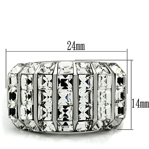 TK490 - High polished (no plating) Stainless Steel Ring with Top Grade Crystal  in Clear-1