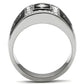 TK492 - High polished (no plating) Stainless Steel Ring with Top Grade Crystal  in Clear-2