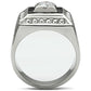 TK493 - High polished (no plating) Stainless Steel Ring with AAA Grade CZ  in Clear-2