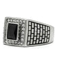 TK494 - High polished (no plating) Stainless Steel Ring with AAA Grade CZ  in Jet-3