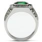 TK495 - High polished (no plating) Stainless Steel Ring with Synthetic Synthetic Glass in Emerald-2