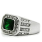 TK495 - High polished (no plating) Stainless Steel Ring with Synthetic Synthetic Glass in Emerald-3
