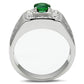 TK496 - High polished (no plating) Stainless Steel Ring with Synthetic Synthetic Glass in Emerald-2