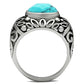 TK498 - High polished (no plating) Stainless Steel Ring with Synthetic Turquoise in Sea Blue-2