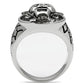 TK502 - High polished (no plating) Stainless Steel Ring with Top Grade Crystal  in Jet-2
