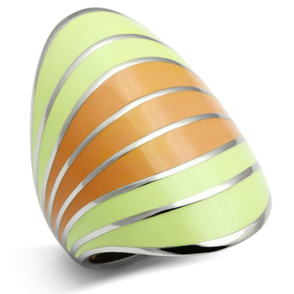 TK504 - High polished (no plating) Stainless Steel Ring with Epoxy  in Multi Color-0