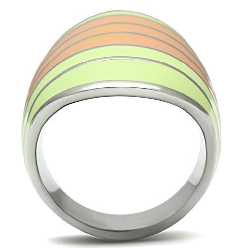 TK504 - High polished (no plating) Stainless Steel Ring with Epoxy  in Multi Color-2
