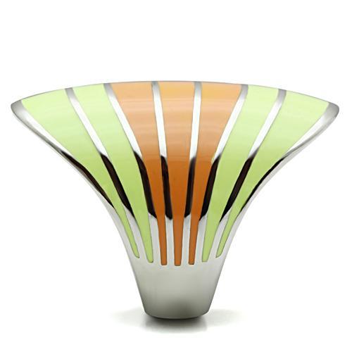 TK504 - High polished (no plating) Stainless Steel Ring with Epoxy  in Multi Color-3