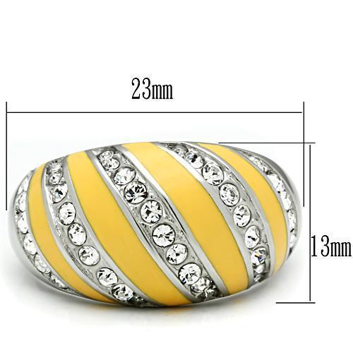 TK506 - High polished (no plating) Stainless Steel Ring with Top Grade Crystal  in Clear-1