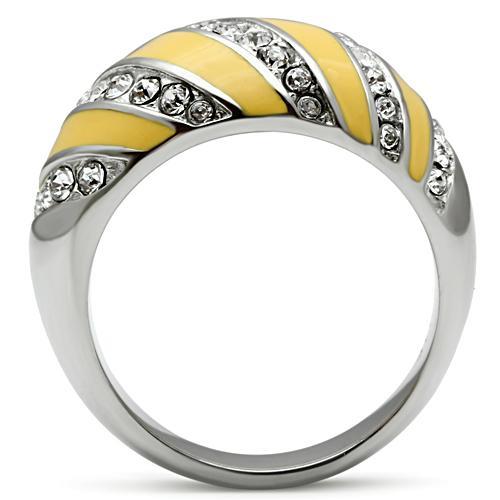 TK506 - High polished (no plating) Stainless Steel Ring with Top Grade Crystal  in Clear-2