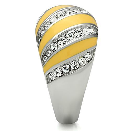 TK506 - High polished (no plating) Stainless Steel Ring with Top Grade Crystal  in Clear-3