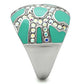 TK507 - High polished (no plating) Stainless Steel Ring with Top Grade Crystal  in Aurora Borealis (Rainbow Effect)-3