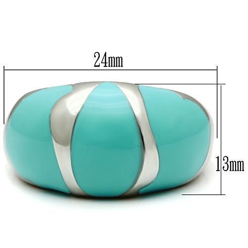 TK509 - High polished (no plating) Stainless Steel Ring with Epoxy  in Turquoise-1