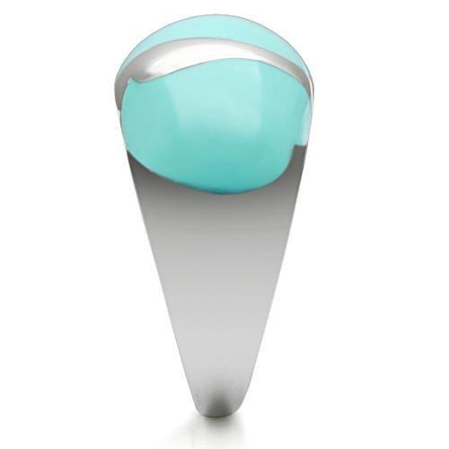 TK509 - High polished (no plating) Stainless Steel Ring with Epoxy  in Turquoise-3
