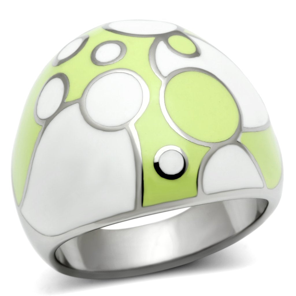 TK511 - High polished (no plating) Stainless Steel Ring with Epoxy  in Multi Color-0