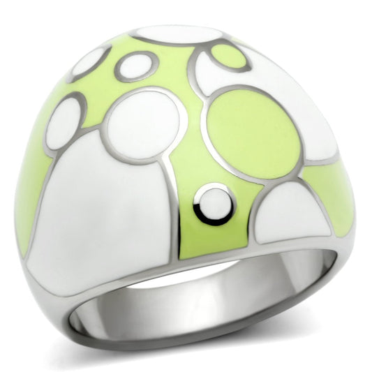 TK511 - High polished (no plating) Stainless Steel Ring with Epoxy  in Multi Color-0